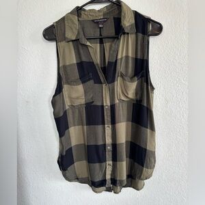 Rock & Republic Black and Green Checkered Shirt